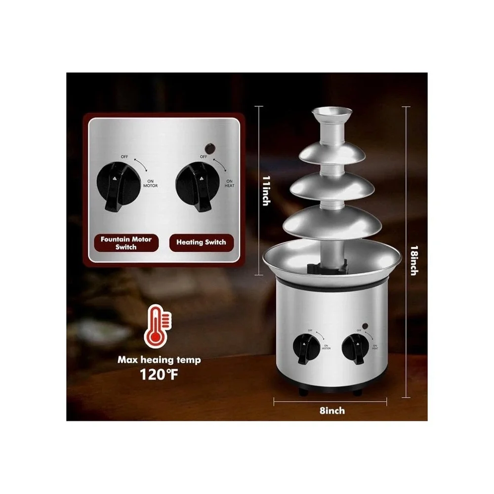 Chocolate Fountain Machine,4 Tier Stainless Luxury Cater Cheese Cascading Fondue